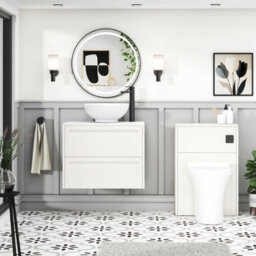 Royal Bathrooms Royal Bathroom Elmore 700mm Classic White Wall Mounted Countertop Bathroom Vanity Unit 2 Drawer With Breeze Basin - thumbnail 5