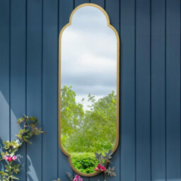 Mirroroutlet The Duplici Gold Metal Framed Double Arched Oval Garden Wall Mirror 150Cm X 52Cm