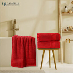 Casabella Towels 3 Pack Bath Sheets Large Bath Towel 80X140 Cm 100% Zero-Twist Cotton Highly Absorbent Towels Red - thumbnail 8