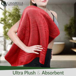 Casabella Towels 3 Pack Bath Sheets Large Bath Towel 80X140 Cm 100% Zero-Twist Cotton Highly Absorbent Towels Red - thumbnail 9