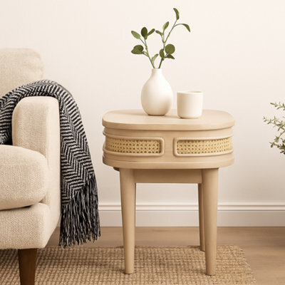 Wyld Haus Chicago Cane Mango Wood And Rattan Bedside Table, 2 Drawers - image 1