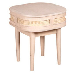 Wyld Haus Chicago Cane Mango Wood And Rattan Bedside Table, 2 Drawers - thumbnail 3