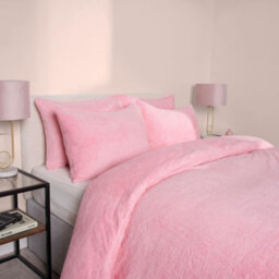 Ohs Teddy Duvet Cover With Pillow Case Bedding Set, Pink - Double - thumbnail 3