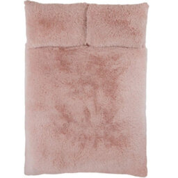 Gr8 Home Sleepdown Blush Pink Shaggy Faux Fur Long Pile Fleece Duvet Quilt Cover Set Thermal Bedding Super King - thumbnail 3