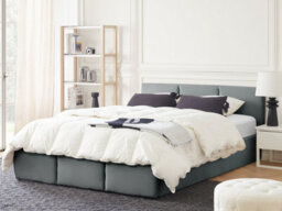 Beliani Ottoman Bed Velvet Bousse 160 X 200 Cm (Eu King Size) Dark Grey - thumbnail 2