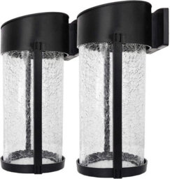 2 Pack Crackle Glass Solar Wall Lights Outdoor Garden Fence - thumbnail 2