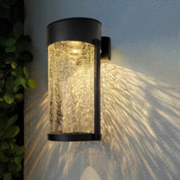 2 Pack Crackle Glass Solar Wall Lights Outdoor Garden Fence - thumbnail 4