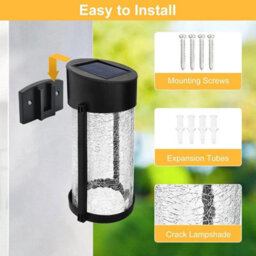 2 Pack Crackle Glass Solar Wall Lights Outdoor Garden Fence - thumbnail 5