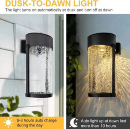 2 Pack Crackle Glass Solar Wall Lights Outdoor Garden Fence - thumbnail 6