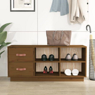 Berkfield Shoe Bench Honey Brown 100X34X45 Cm Solid Wood Pine - image 1