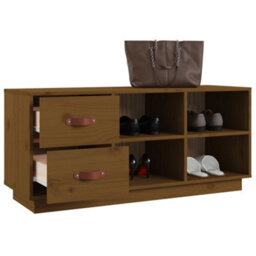 Berkfield Shoe Bench Honey Brown 100X34X45 Cm Solid Wood Pine - thumbnail 5