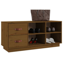 Berkfield Shoe Bench Honey Brown 100X34X45 Cm Solid Wood Pine - thumbnail 4