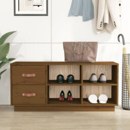 Berkfield Shoe Bench Honey Brown 100X34X45 Cm Solid Wood Pine - thumbnail 1