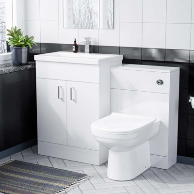 Nes Home Nanuya 600mm White Freestanding Mdf Vanity Basin, Wc Unit & Btw Toilet - image 1