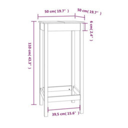 Vidaxl Bar Table White 50X50X110 Cm Solid Wood Pine - thumbnail 8