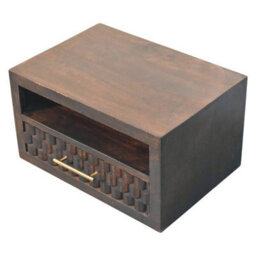 Artisan Furniture Solid Wood Arno Wall-Mounted Nightstand, 1-Drawer, 1-Open Slot, Dark Brown - thumbnail 8