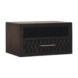 Artisan Furniture Solid Wood Arno Wall-Mounted Nightstand, 1-Drawer, 1-Open Slot, Dark Brown - thumbnail 3