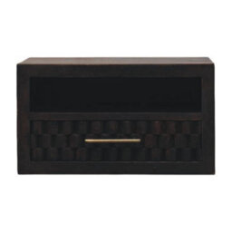Artisan Furniture Solid Wood Arno Wall-Mounted Nightstand, 1-Drawer, 1-Open Slot, Dark Brown - thumbnail 2