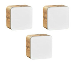 Impact Furniture Small Bathroom Cabinet Wall Mounted Cube Unit Set Of 3 Floating Storage Shelf Boxes Designer White Gloss Oak Handleless Arub - thumbnail 2