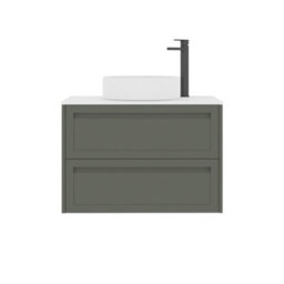 Royal Bathrooms Royal Bathroom Elmore 800mm Matt Green Wall Mounted Vanity Unit 2 Drawer With Plain White Worktop & No Basin - thumbnail 7