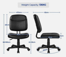 Armless Office Chair Ergonomic Desk Chair With Back Support And Wheels For Home - thumbnail 2