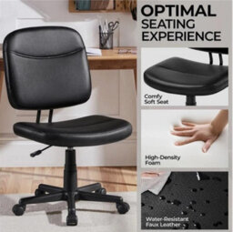 Armless Office Chair Ergonomic Desk Chair With Back Support And Wheels For Home - thumbnail 7