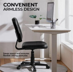 Armless Office Chair Ergonomic Desk Chair With Back Support And Wheels For Home - thumbnail 5