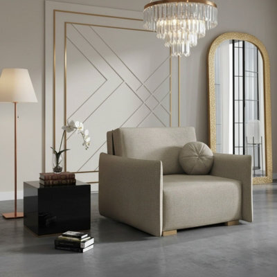 Armchair Viva Glov I With Sleep Function Storage Chipboard Foam Sinuous Spring Wooden Frame 104X98X85Cm Beige - image 1