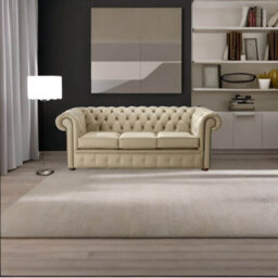 Chesterfield 3 Seater Shelly Basket Leather Sofa Bespoke In Classic Style - thumbnail 2
