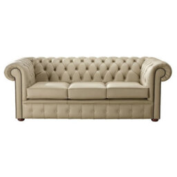 Chesterfield 3 Seater Shelly Basket Leather Sofa Bespoke In Classic Style - thumbnail 1