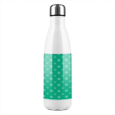 Benjamin Tate Design Nautical Elements On Green Stainless Steel Bottle Designer Style - image 1