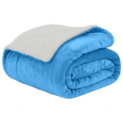 Moonlight Bedding Sherpa Fleece Throw Blanket Sky Blue King Soft Thick & Fluffy Reversible Throw For Sofa, Bed & Travel Blanket - image 1