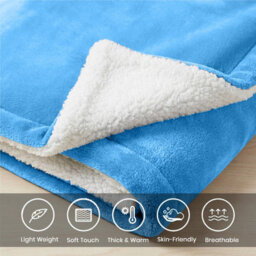 Moonlight Bedding Sherpa Fleece Throw Blanket Sky Blue King Soft Thick & Fluffy Reversible Throw For Sofa, Bed & Travel Blanket - thumbnail 3