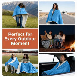 Moonlight Bedding Sherpa Fleece Throw Blanket Sky Blue King Soft Thick & Fluffy Reversible Throw For Sofa, Bed & Travel Blanket - thumbnail 5