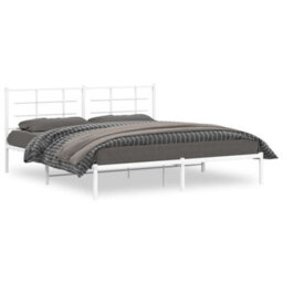 Berkfield Metal Bed Frame Without Mattress With Headboard White 183X213Cm - thumbnail 2