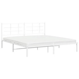 Berkfield Metal Bed Frame Without Mattress With Headboard White 183X213Cm - thumbnail 4