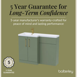Balterley Left-Hand Bathroom Vanity And Wc Unit Combination With Basin - 1100mm - Satin Green With Brushed Brass Handles - thumbnail 6