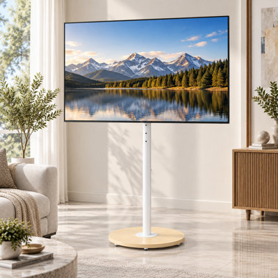 Aesome Floor Tv Stand With Hidden Wheels For 40-75 Inch Tvs, Height Adjustable, Max Vesa 600X400mm, 50Kg Load - image 1