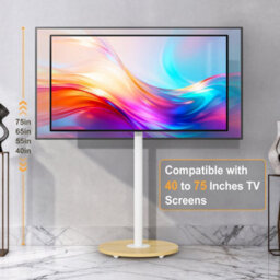 Aesome Floor Tv Stand With Hidden Wheels For 40-75 Inch Tvs, Height Adjustable, Max Vesa 600X400mm, 50Kg Load - thumbnail 4