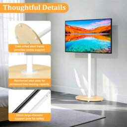 Aesome Floor Tv Stand With Hidden Wheels For 40-75 Inch Tvs, Height Adjustable, Max Vesa 600X400mm, 50Kg Load - thumbnail 3
