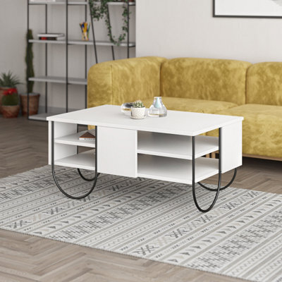 Decortie Norfolk Modern Coffee Table 94Cm Multipurpose White Living Room H 43.6Cm - image 1
