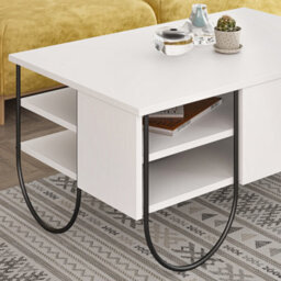 Decortie Norfolk Modern Coffee Table 94Cm Multipurpose White Living Room H 43.6Cm - thumbnail 4