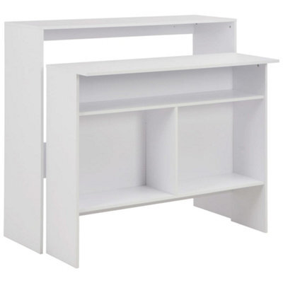 Berkfield Bar Table With 2 Table Tops White 130X40X120 Cm - image 1