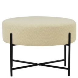 Lakeland Furniture Avon Cream Boucle Black Leg Foot Stool - thumbnail 1
