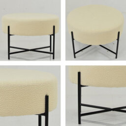 Lakeland Furniture Avon Cream Boucle Black Leg Foot Stool - thumbnail 2