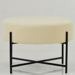 Lakeland Furniture Avon Cream Boucle Black Leg Foot Stool - thumbnail 3