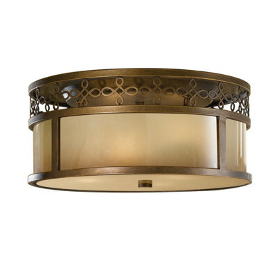 Elegant 3 Bulb Flush Mount Light Fixture In Astral Bronze With Led E27 60W Bulbs