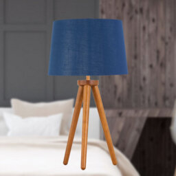 First Choice Lighting Set Of 2 Dark Oak Table Lamp Or Bedside Lights With Navy Silver Shades - thumbnail 4