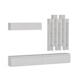 Decorotika Annecy Moduler Modern Tv Unit Wall Mount Customizable Layout High Gloss White - thumbnail 4