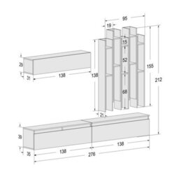 Decorotika Annecy Moduler Modern Tv Unit Wall Mount Customizable Layout High Gloss White - thumbnail 6